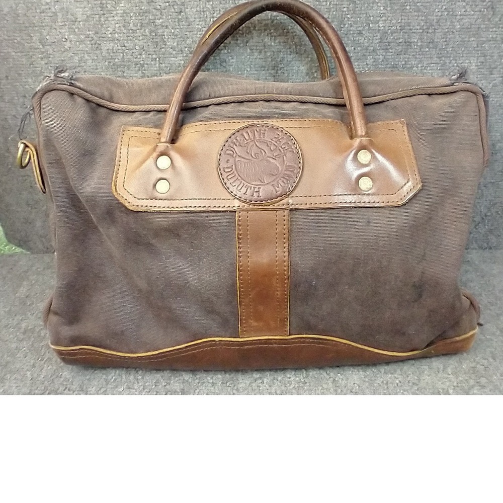 Duluth Pack Canvas Leather Briefcase Brown Laptop Bag Vintage Heritage USA Made